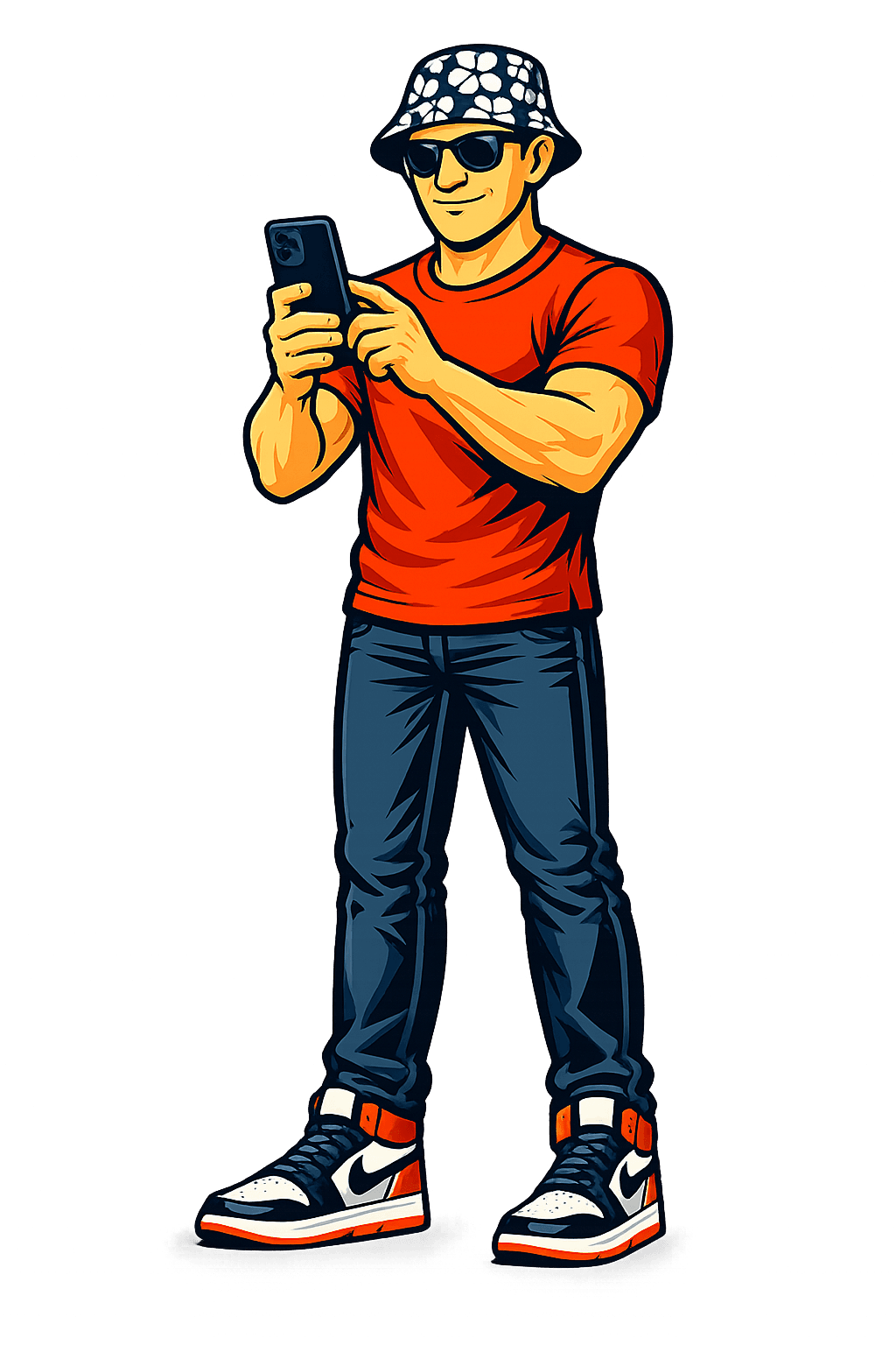 Guy scanning QR code on phone